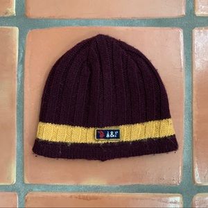Abercrombie & Fitch Maroon/Gold Fleece Wool Beanie